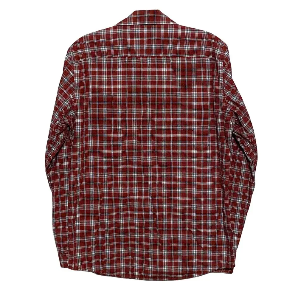 Banana Republic Red Plaid Slim Fit Button Shirt Mens S Stretch Soft Wash Classic